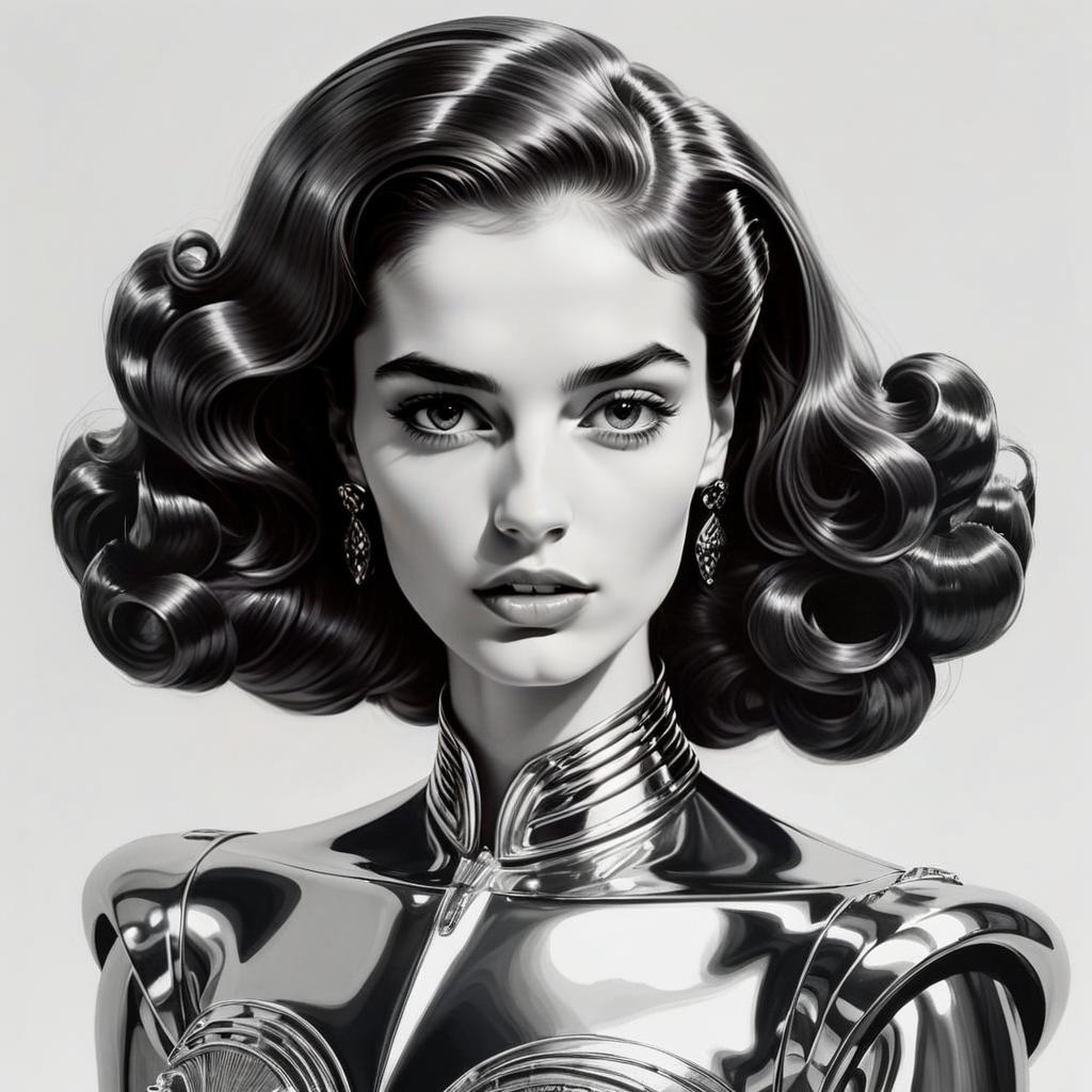 Vintage Waves & Metallic Glamour Portrait