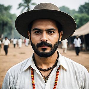 Man in Traditional Indian Costume Outdoors