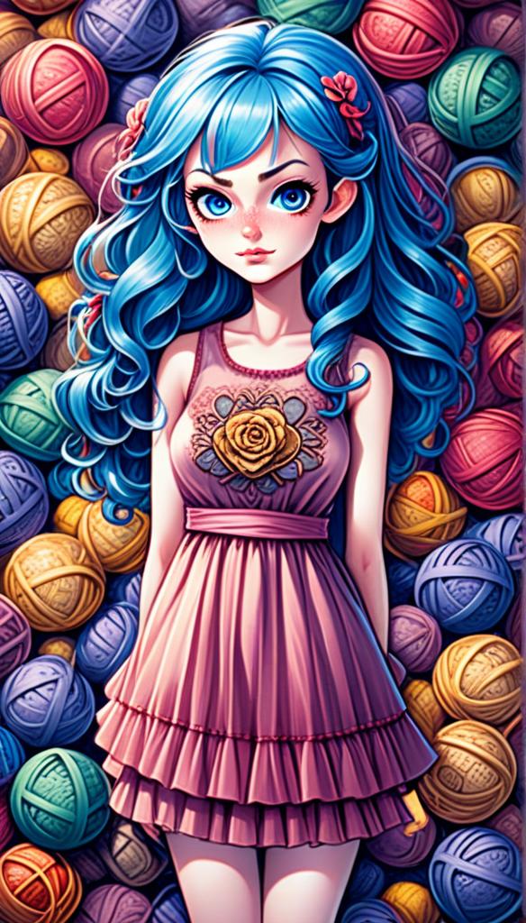 Vibrant Woman with Blue Hair and Floral Dress Vibrant Woman with Blue Hair and Floral Dress