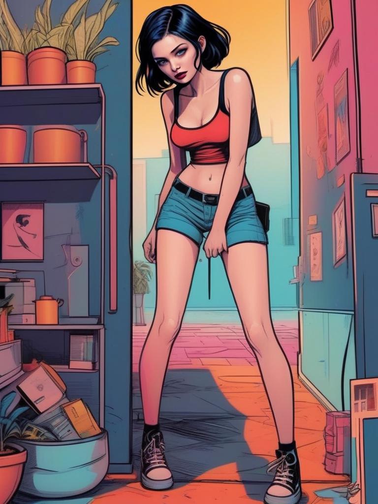Stylish Young Woman in Urban Setting