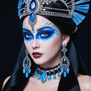 Woman in Blue and Silver Jewelry Portrait