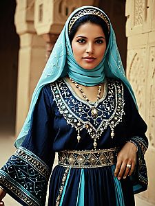 Woman in Arabian Dress Cultural Fashion Photorealistic Portrait