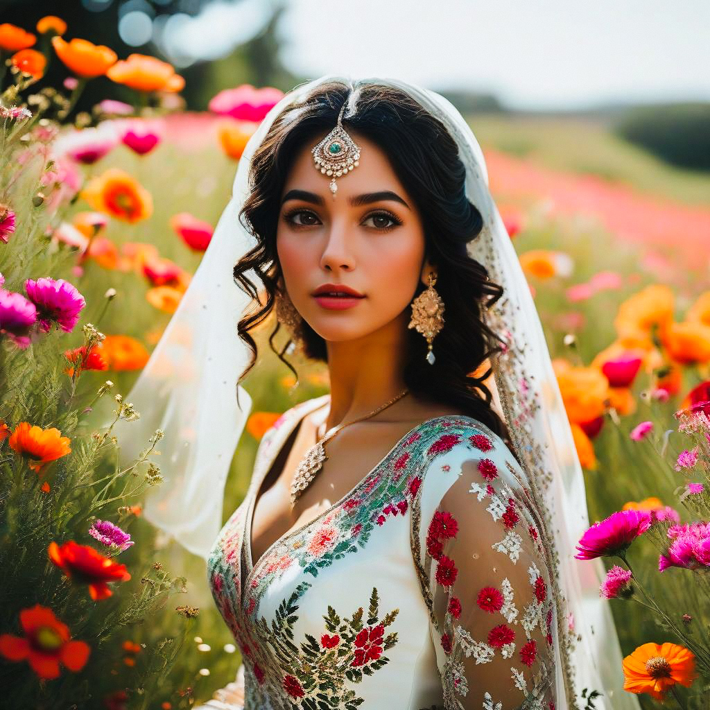 Woman in Traditional Outfit in Flower Field Woman in Traditional Outfit in Flower Field