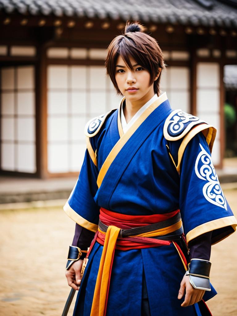 Mouri Motonari Cosplay in Traditional Sengoku Basara Samurai Costume