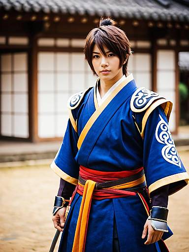 Mouri Motonari Cosplay in Traditional Sengoku Basara Samurai Costume