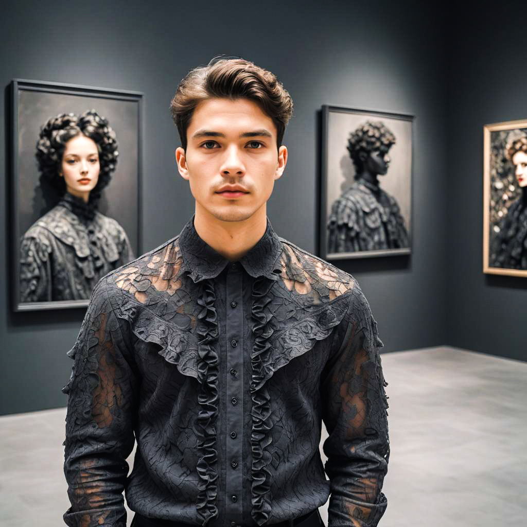 Confident Young Man in Art Gallery