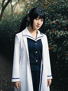 Mirko Rumi Usagiyama Cosplay Woman in Navy Blue Uniform and White Coat