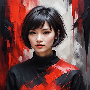 Young Woman Portrait with Abstract Background