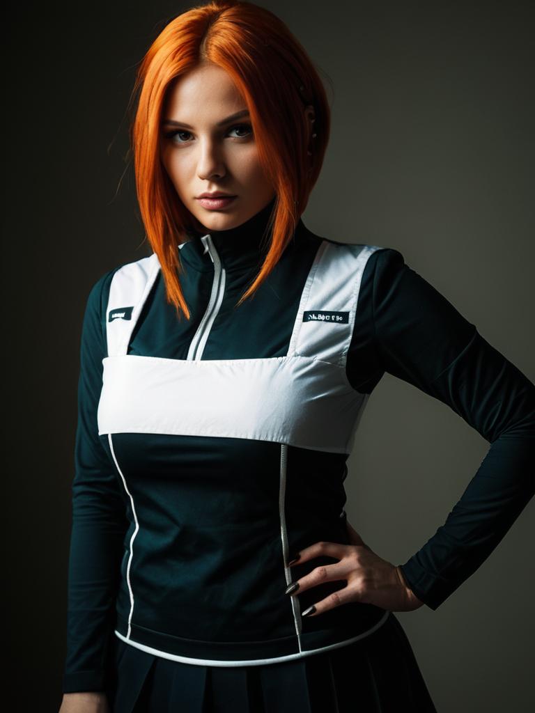 Realistic Solution Epsilon Cosplay Woman with Orange Hair