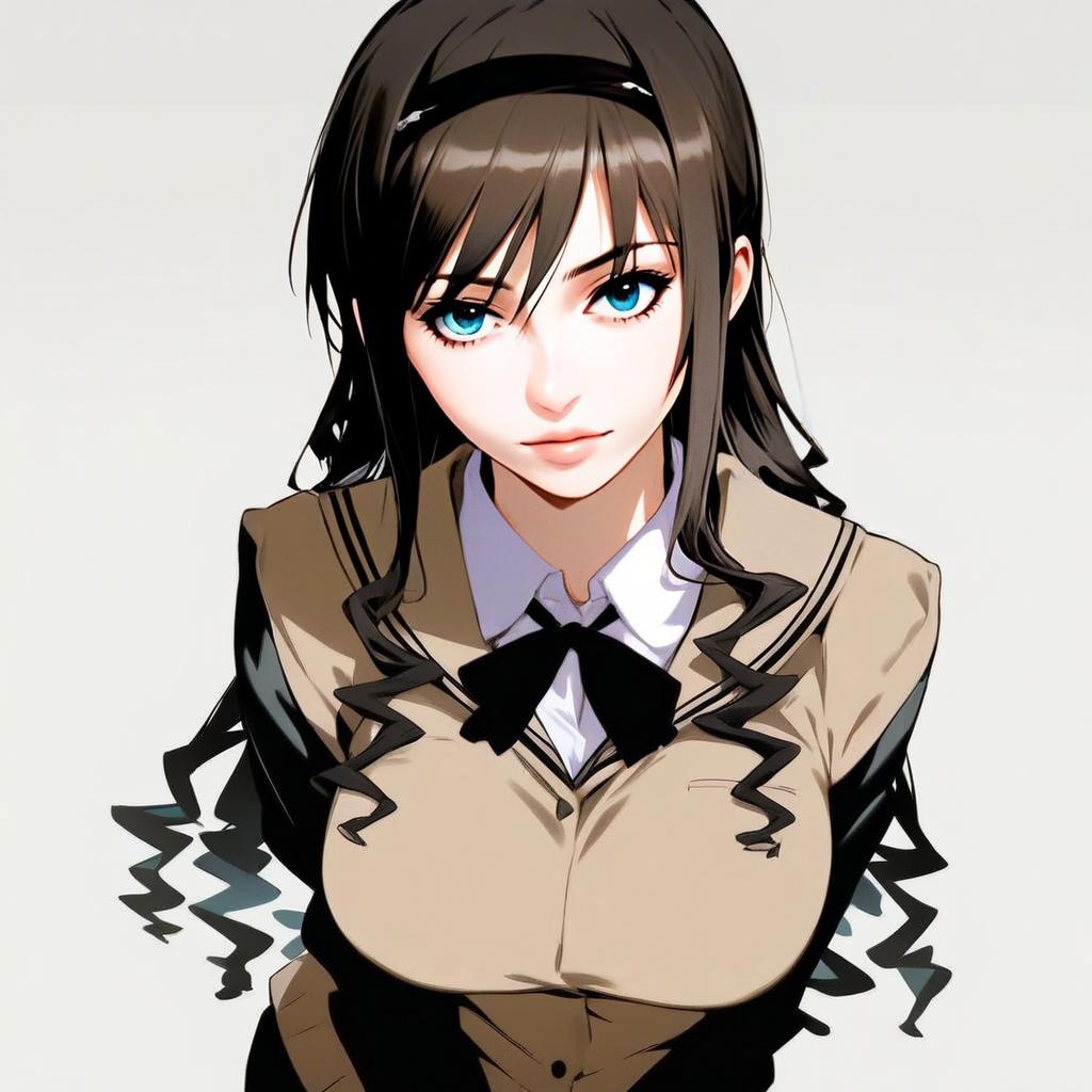 Morishima Haruka Anime Character in School Uniform Digital Art