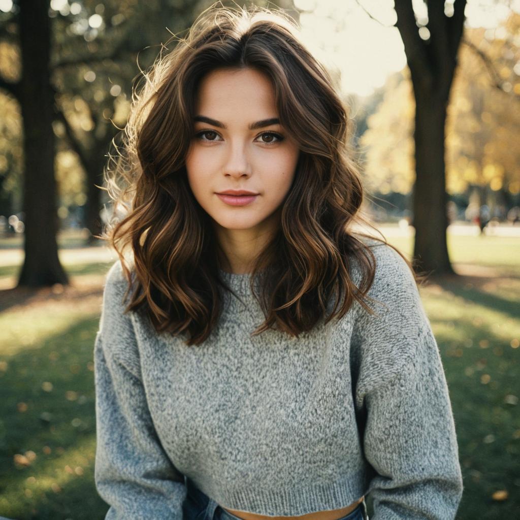 Young Woman in Autumn Park