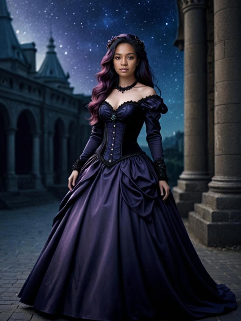 Elegant Woman in Gothic Setting