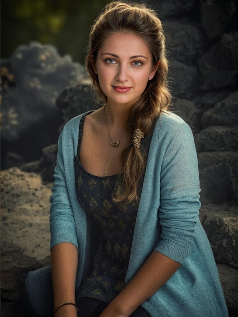 Serene Portrait of a Woman with Loose Waves