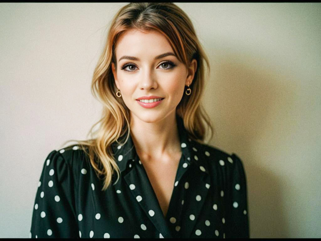 Young Woman in Black Polka Dot Blouse