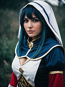 Photorealistic Woman in Mina Cosplay Costume Portrait Cinematic