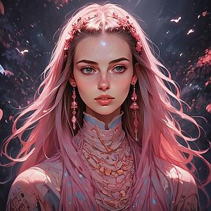 Fantasy Portrait of a Woman with Pink Hair