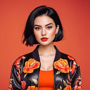 Confident Woman in Floral Jacket