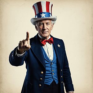 Patriotic Older Man in Vintage Costume