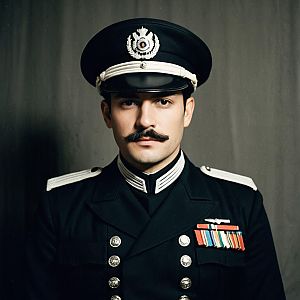 Military Officer in Formal Uniform with Medals