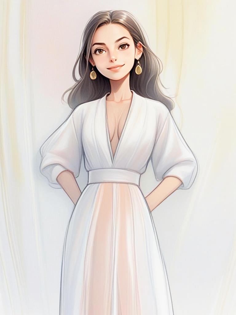 Elegant Young Woman in White Dress Elegant Young Woman in White Dress