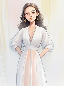 Elegant Young Woman in White Dress