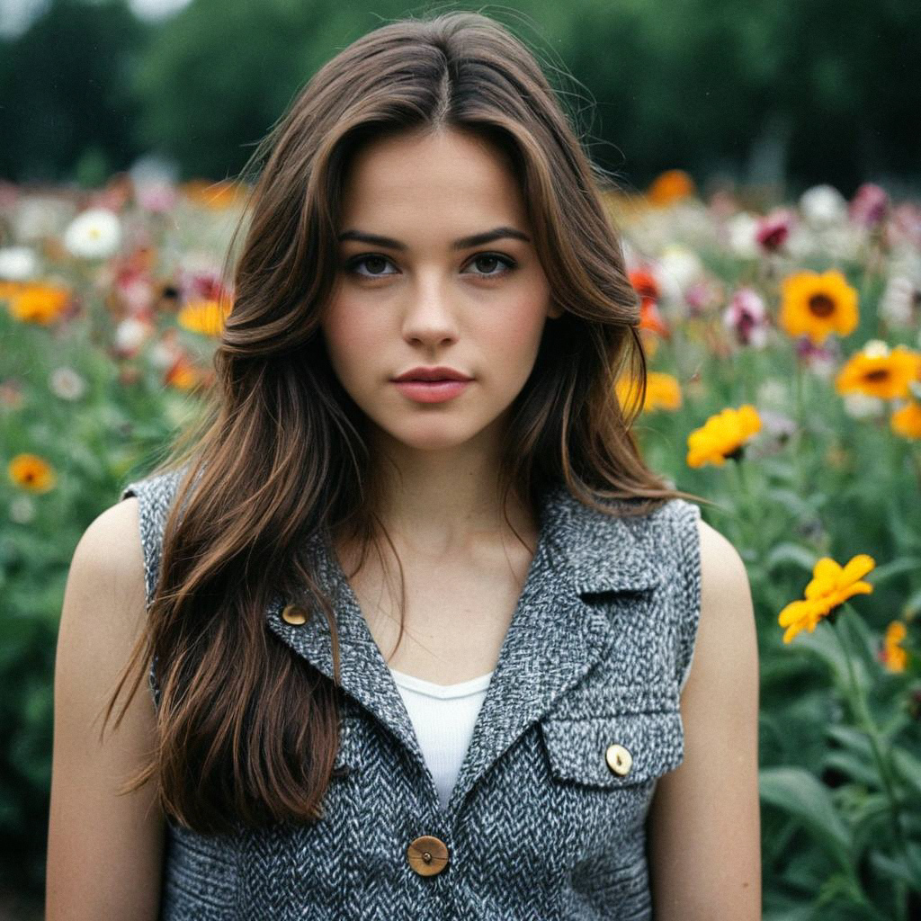 Young Woman in Flower Field Young Woman in Flower Field