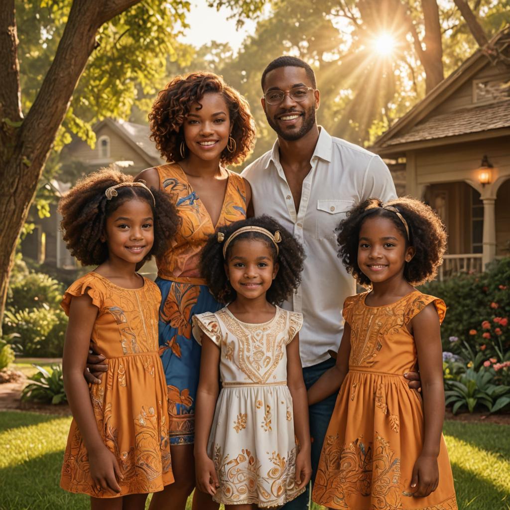 Radiant African-American Family Outdoor Photoshoot