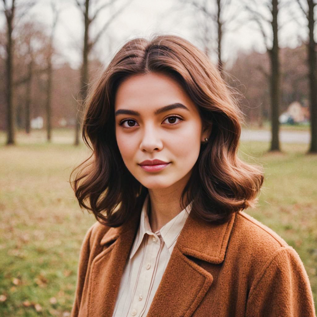 Woman with 70s Hairstyle in Vintage Outfit