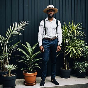 Stylish Dark-Skinned Man in Vintage-Inspired Attire