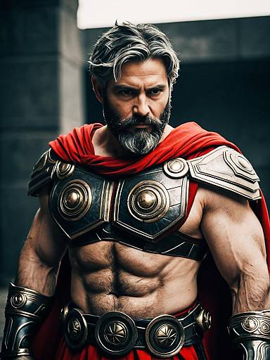 Photorealistic Heroic Man in Hephaestus Costume Cosplay Portrait
