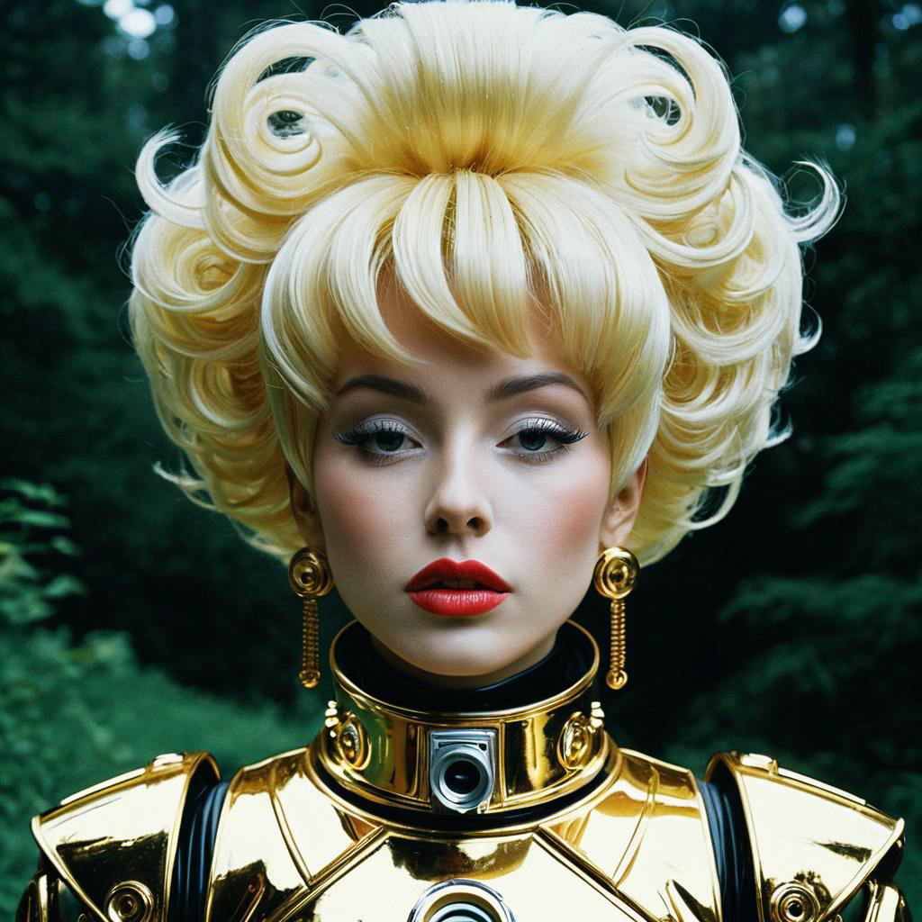 Futuristic Blonde Fashion in Metallic Outfit Futuristic Blonde Fashion in Metallic Outfit