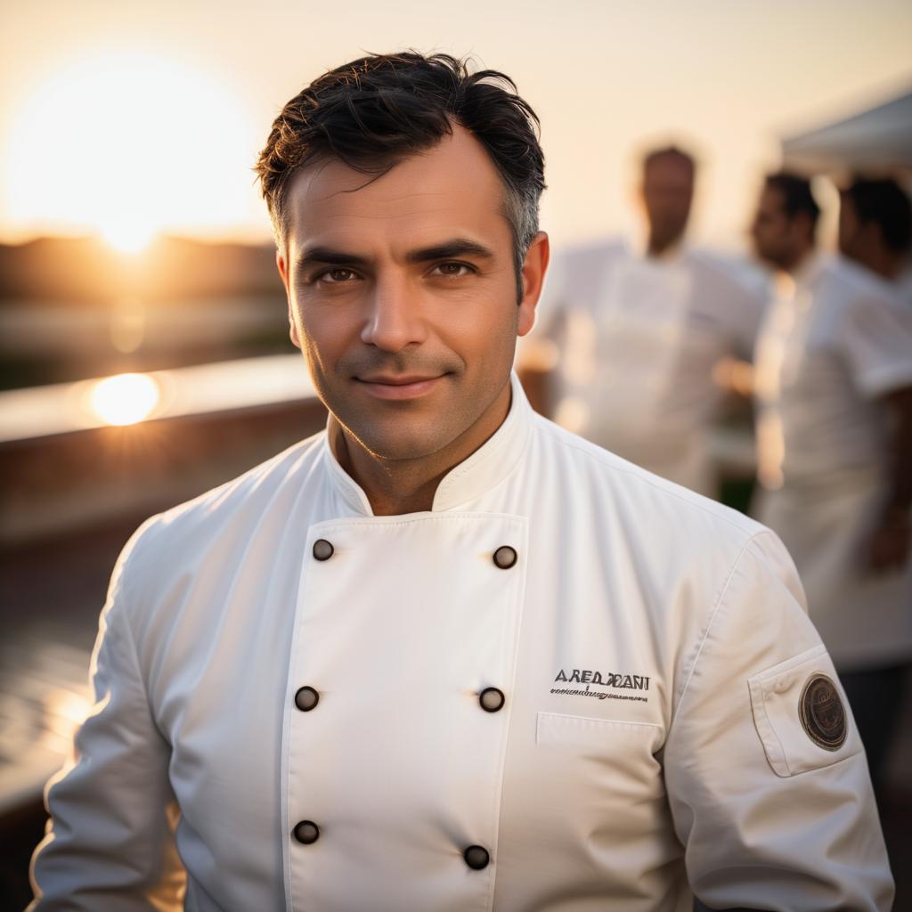 Confident Male Chef at Sunset