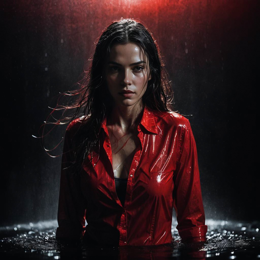 Woman in Red Shirt in Dark Water Woman in Red Shirt in Dark Water