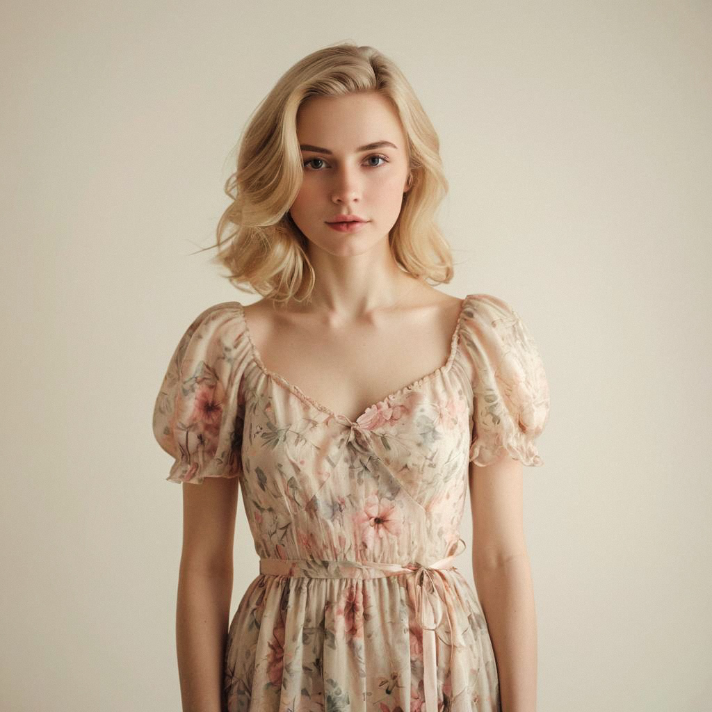 Young Woman in Floral Dress