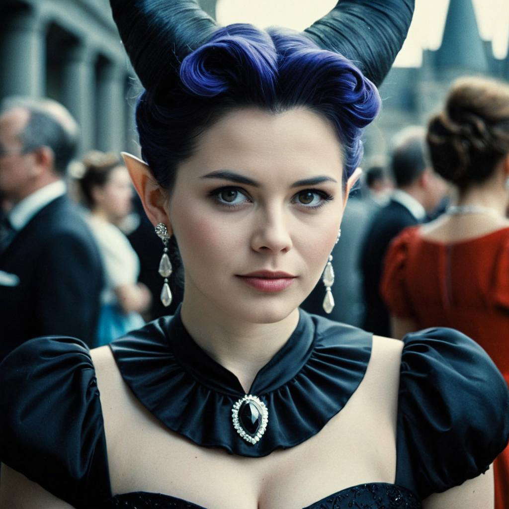 Elegant Woman with Purple Hair and Fantasy Costume Elegant Woman with Purple Hair and Fantasy Costume