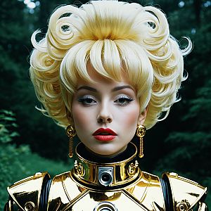 Futuristic Blonde Fashion in Metallic Outfit