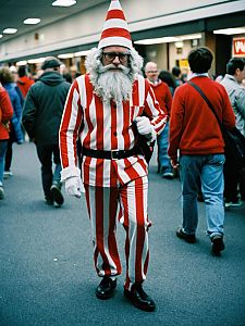Man in Red and White Stripes Costume