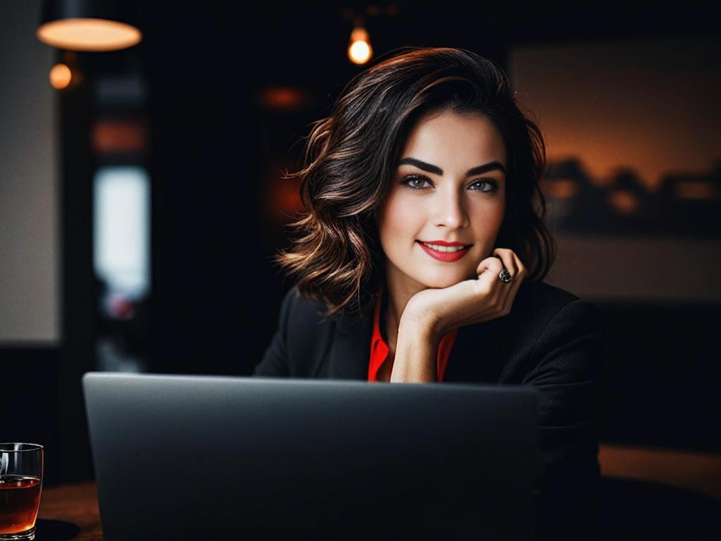 Confident Young Woman at Desk