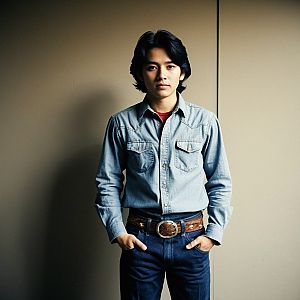 Confident Young Man in Denim Shirt