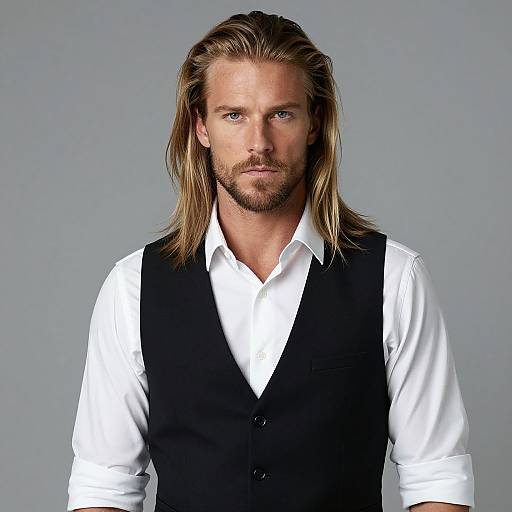 Portrait of Confident Man Wearing Black Vest and White Shirt
