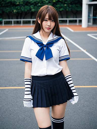 Arihara Tsubasa in Traditional Japanese Schoolgirl Uniform Outdoor Portrait