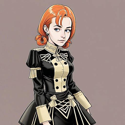 Red-Haired Woman in Victorian Style Dress Illustration by Annette Fantine Dominic