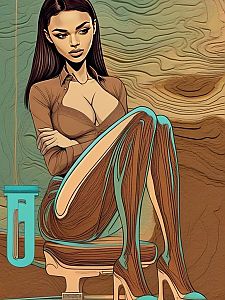 Stylized Woman Illustration in Earthy Tones