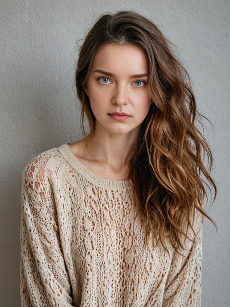 Woman in beige sweater