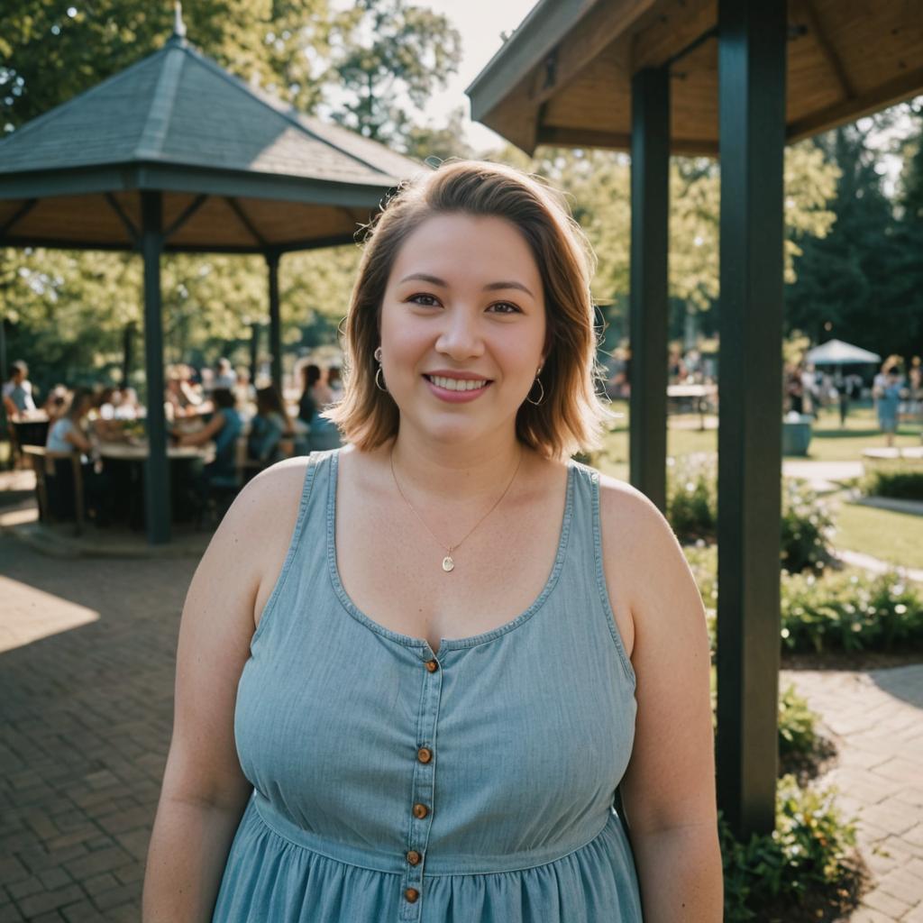 Smiling Woman in Summer Dress Outdoors