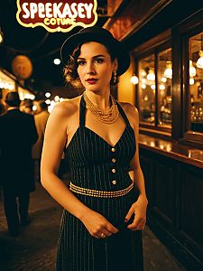 Woman in 1920s Speakeasy Costume Outdoor Portrait in Golden Light