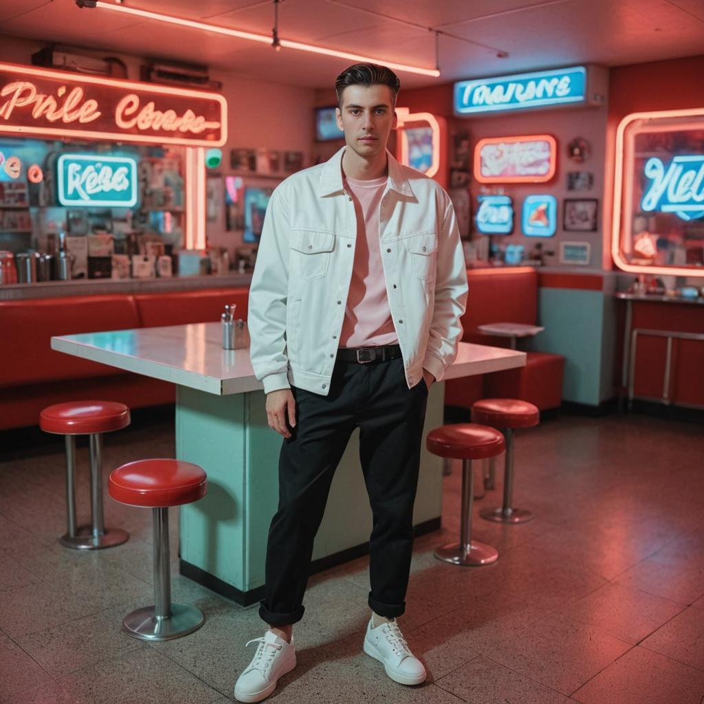 Confident Man in Vintage Diner