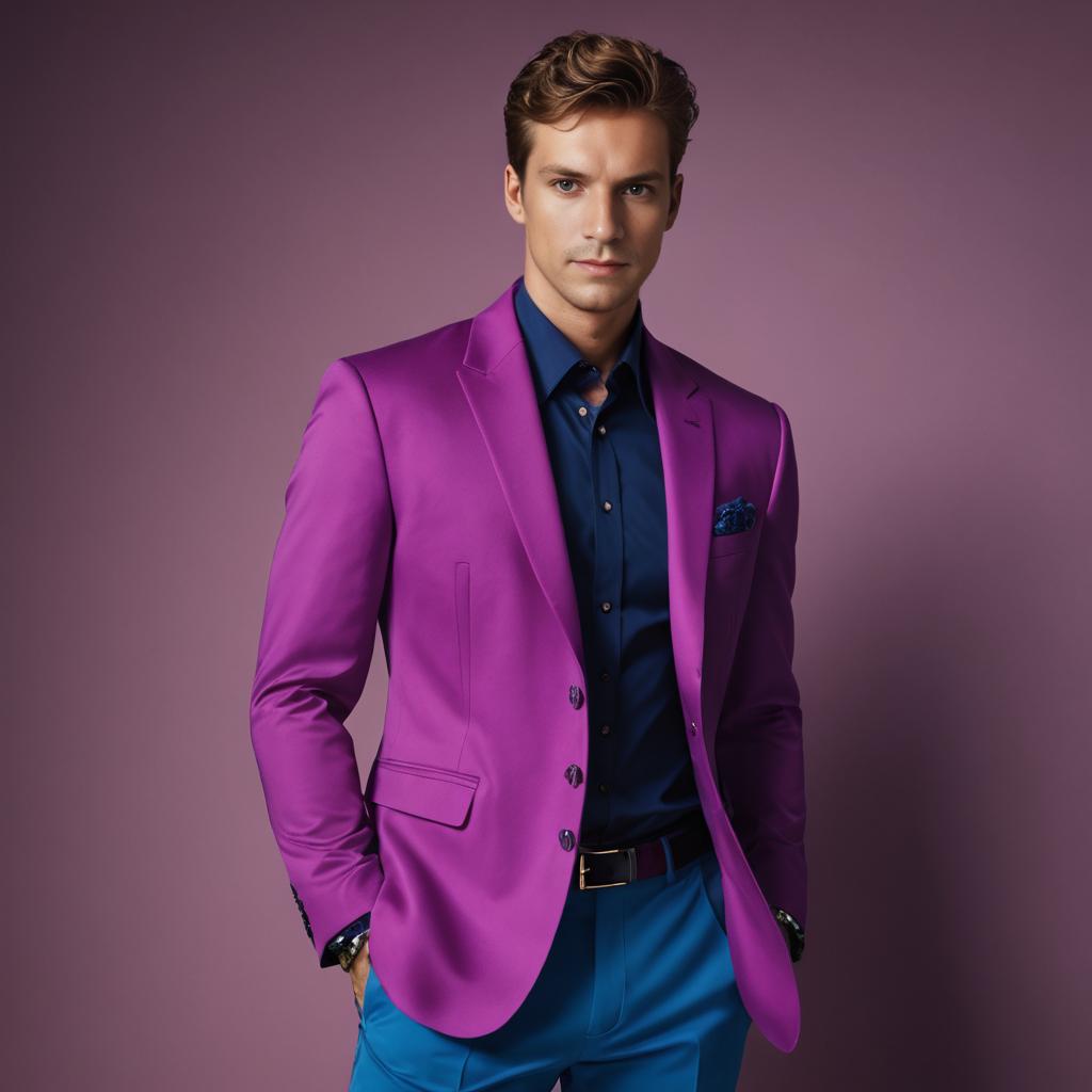 Confident Man in Purple Blazer