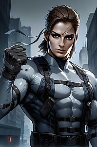 Muscular Male in Futuristic Outfit - Urban Background