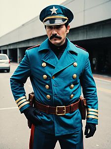 Man in Realistic Captain Grime Cosplay Costume Outdoors